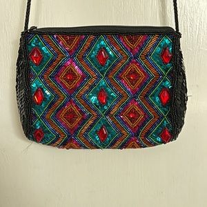 Brightly Colored Beaded and Sequined Evening Bag